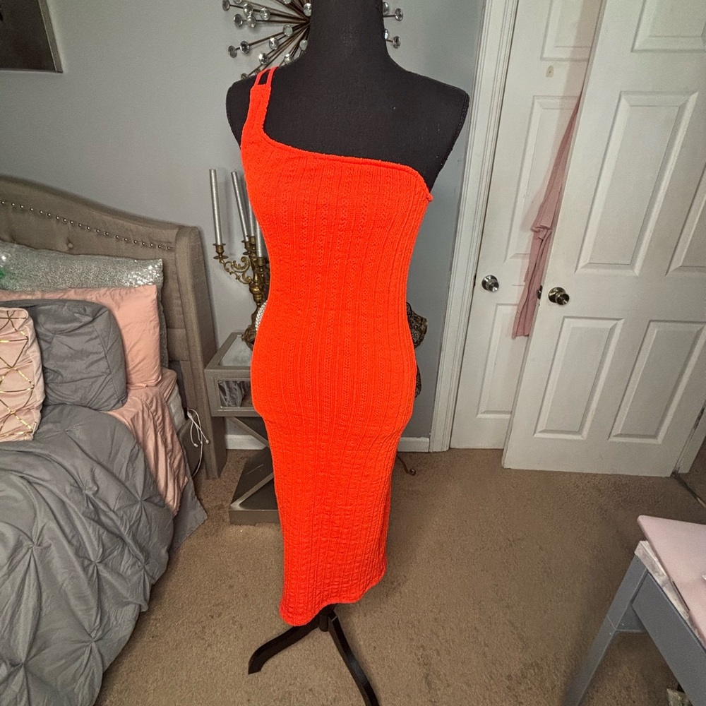 Zara One-Shoulder Dress in Red